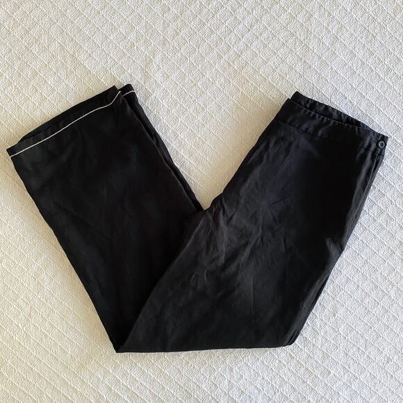 Max Studio Women's 100% Linen Mid Rise Straight Leg Pant Black Size 6 - Picture 1 of 9